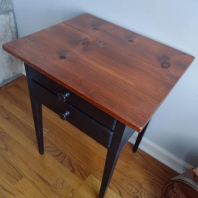 Mixed Wood Double Drawer Accent Table