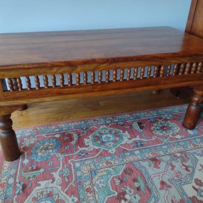Vintage Solid Wood Low Profile Indian Tea or Coffee Table