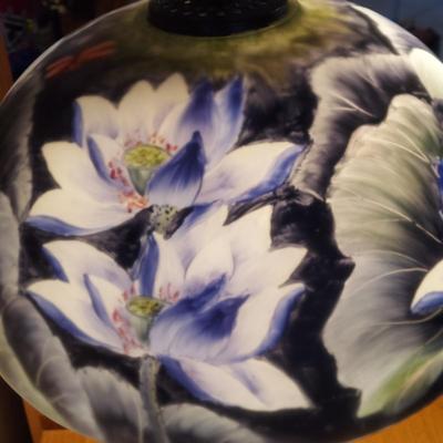 Brass Lamp w/ Reverse Painted Glass Shade (PB-BBL)