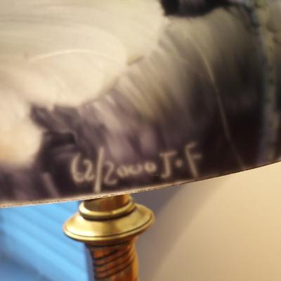 Brass Lamp w/ Reverse Painted Glass Shade (PB-BBL)