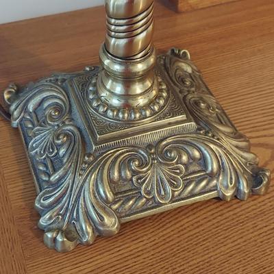 Brass Lamp w/ Reverse Painted Glass Shade (PB-BBL)