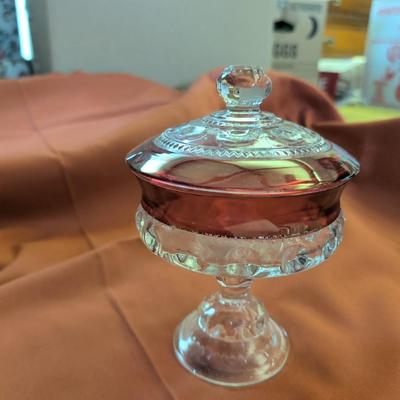 Large flat of glassware Anchor Hocking, Hobnail, Tiffin Francisan