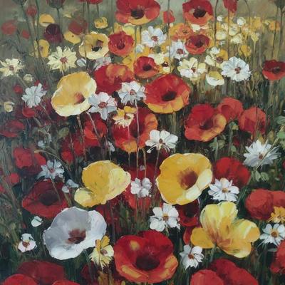 Original Art on Canvas Colorful Poppy Field by C. Lewis