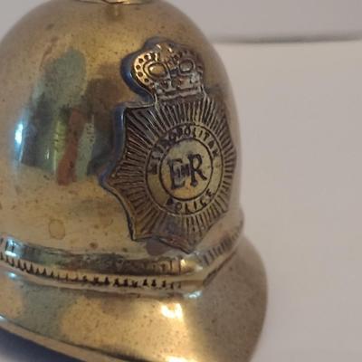 Vintage Brass British Metropolitan Police Helmet Bell