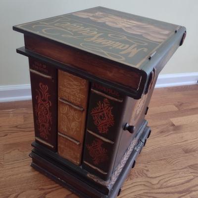 Lacquer Finish 'Book Stack' Mariner Themed End Table with Storage