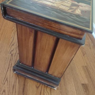 Lacquer Finish 'Book Stack' Mariner Themed End Table with Storage
