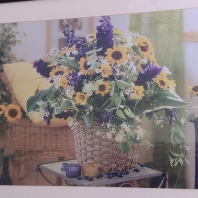 Framed Photograph Print Spring Floral Arrangement in Basket