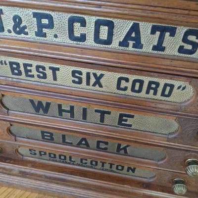 J & P Coats Antique Six Drawer Spool Cotton Cabinet