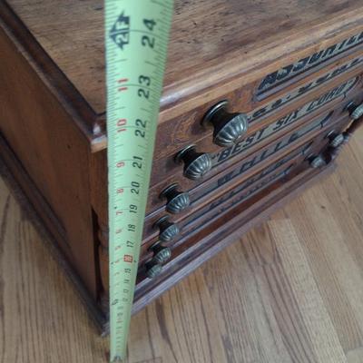J & P Coats Antique Six Drawer Spool Cotton Cabinet