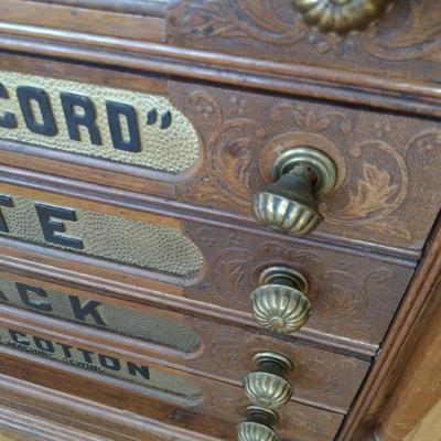 J & P Coats Antique Six Drawer Spool Cotton Cabinet