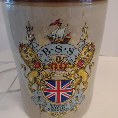 Pottery Two Tone British Ship Services Jug with Lamp Attachment