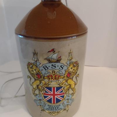 Pottery Two Tone British Ship Services Jug with Lamp Attachment