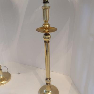 Pair of Brass Finish Candlestick Design Table Lamps