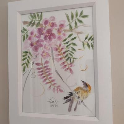 Pair of Watercolor Wild Bird Art