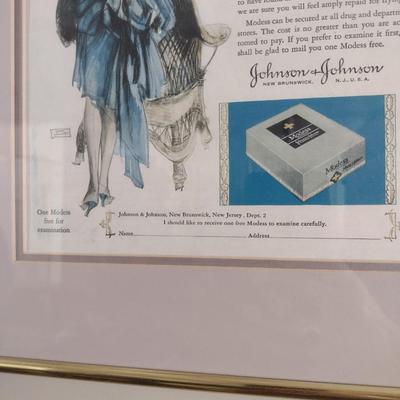 Vintage Johnson & Johnson Advertising Print for Modess Product Framed