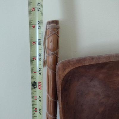 Antique Hand-Hewn Wood Malt or Apple Shovel and Hand-Crafted Besom