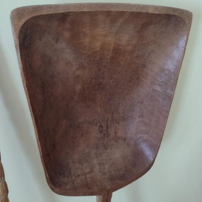 Antique Hand-Hewn Wood Malt or Apple Shovel and Hand-Crafted Besom