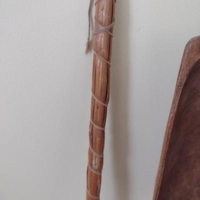 Antique Hand-Hewn Wood Malt or Apple Shovel and Hand-Crafted Besom