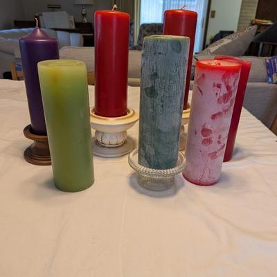 A Nice Variety of Pillar Candles and Holders