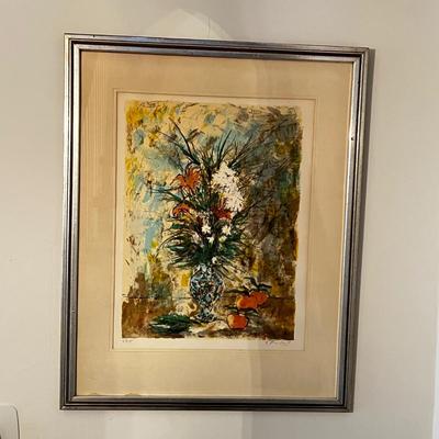 Bertoldo Taubert LE & Pencil Signed/Numbered Still Life of Vase With Flowers Print W/COA (LR-RG)