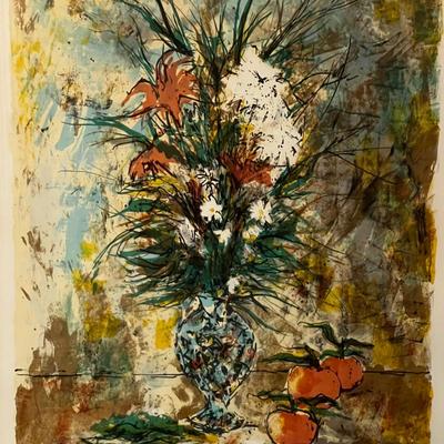 Bertoldo Taubert LE & Pencil Signed/Numbered Still Life of Vase With Flowers Print W/COA (LR-RG)