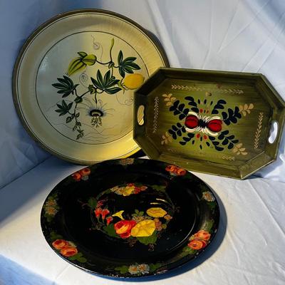 Hand Painted Large Metal Trays (K-RG)