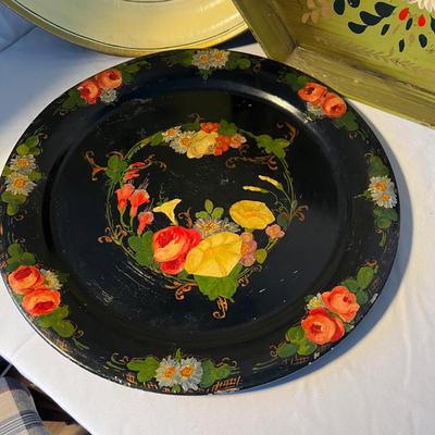 Hand Painted Large Metal Trays (K-RG)