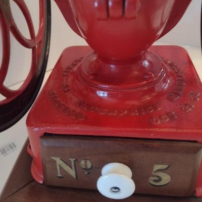 Antique Cast Iron #5 Enterprise Coffee Bean Grinder in Working Condition
