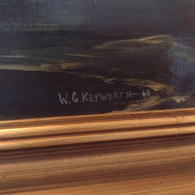 W. G. Keyworth 19th Century Clipper Ship Framed Painting with Accent Light