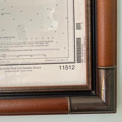 Framed Savannah & Wassaw Sound Map