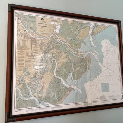 Framed Savannah & Wassaw Sound Map