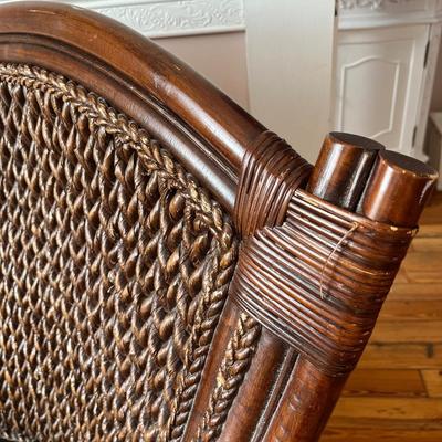 Sale Photo Thumbnail #102: Pier 1 wicker/Indonesian seagrass King armchair; approx. H: 15" (seat) x 30.5" x 30", 39" (back)