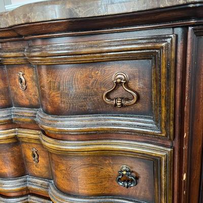Sale Photo Thumbnail #105: Ashley Furniture "Campania" marble top 3-drawer dresser; approx. 34" x 38" x 19"; good condition