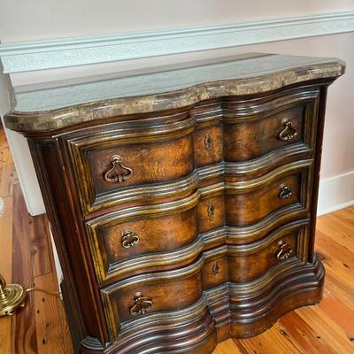 Sale Photo Thumbnail #103: Ashley Furniture "Campania" marble top 3-drawer dresser; approx. 34" x 38" x 19"; good condition