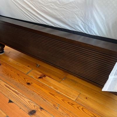 Sale Photo Thumbnail #115: “Barbados” mahogany queen poster bed; with mattress; frame approx. 91" H x 64"; in good condition; available as frame only