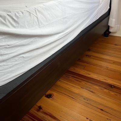 Sale Photo Thumbnail #114: “Barbados” mahogany queen poster bed; with mattress; frame approx. 91" H x 64"; in good condition; available as frame only