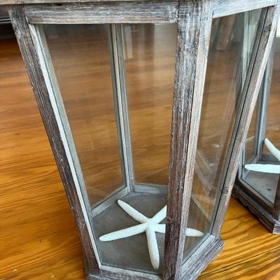 Sale Photo Thumbnail #149: Pair of Pottery Barn "Park Hill" lanterns; approx. 31" x 14" x 15" each