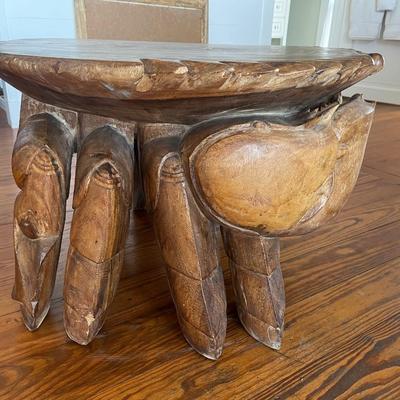 Sale Photo Thumbnail #178: Crab handcarved wood coffee table; approx. 20" x 34", minor losses, very heavy table; on third floor