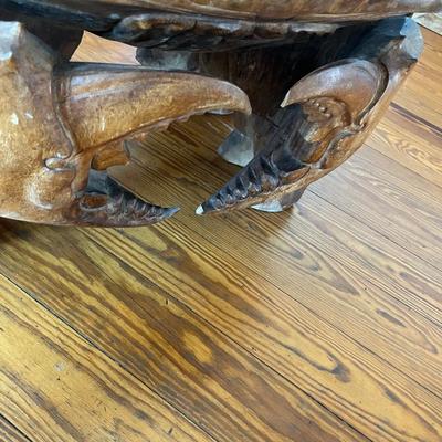 Sale Photo Thumbnail #180: Crab handcarved wood coffee table; approx. 20" x 34", minor losses, very heavy table; on third floor