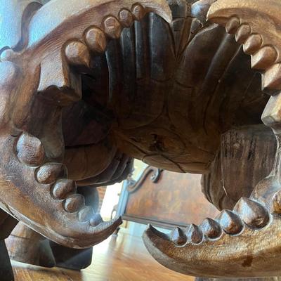 Sale Photo Thumbnail #173: Crab handcarved wood coffee table; approx. 20" x 34", minor losses, very heavy table; on third floor