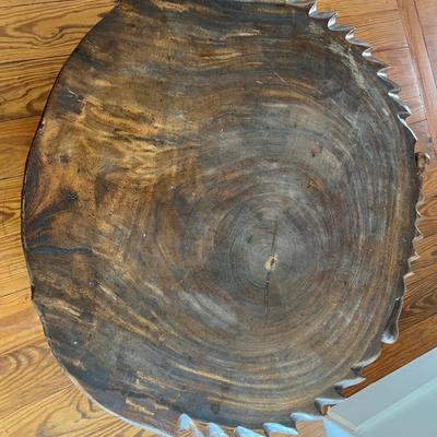 Sale Photo Thumbnail #176: Crab handcarved wood coffee table; approx. 20" x 34", minor losses, very heavy table; on third floor