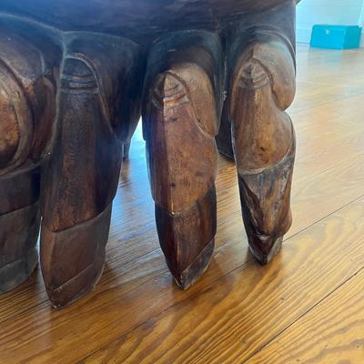 Sale Photo Thumbnail #175: Crab handcarved wood coffee table; approx. 20" x 34", minor losses, very heavy table; on third floor