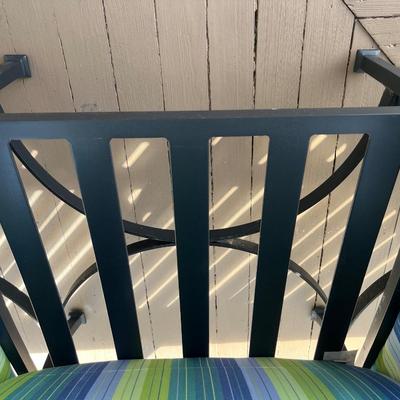 Sale Photo Thumbnail #213: O.W. Lee cast aluminum sofa w/ cushions; approx. 81.5" x 32", 40"H back; good condition