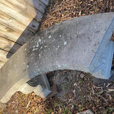 Sale Photo Thumbnail #233: Concrete round garden table w/ two benches; table 26" x 42"; benches 17" x 51" x 17" ea.