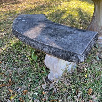 Sale Photo Thumbnail #225: Concrete round garden table w/ two benches; table 26" x 42"; benches 17" x 51" x 17" ea.