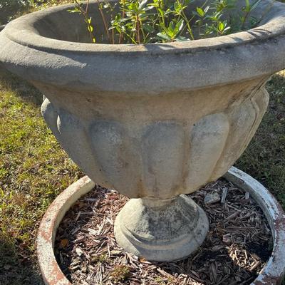Sale Photo Thumbnail #237: Large heavy concrete urn planter; approx. 32" x 34"
