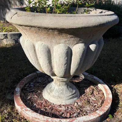 Sale Photo Thumbnail #234: Large heavy concrete urn planter; approx. 32" x 34"
