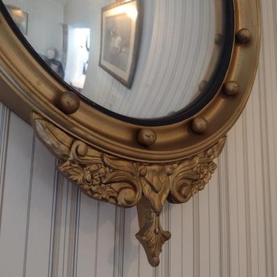 Vintage American Federal Eagle Giltwood Convex Wall Mirror