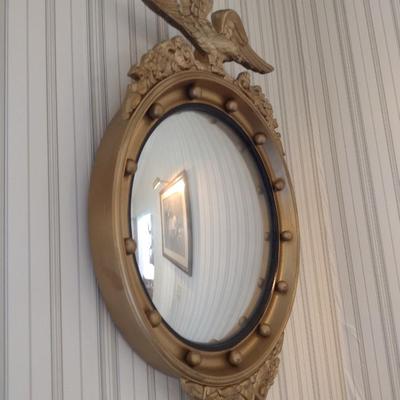 Vintage American Federal Eagle Giltwood Convex Wall Mirror