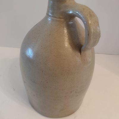 Antique Ottman Bro's & Co. Salt Glaze Pottery Jug with Cobalt Blue Foliate Motif Fort Edward, NY